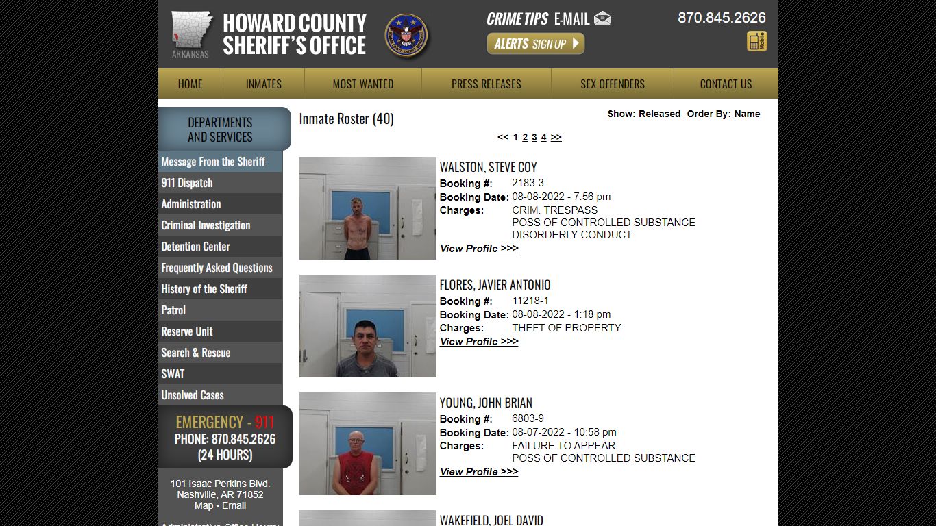 Inmate Roster - Howard County Sheriff's Office